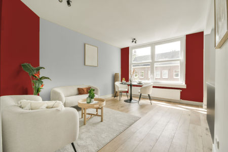 apartement met de kleur Ral 3000 op de muren