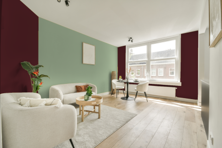 apartement met de kleur Ral 3005 op de muren