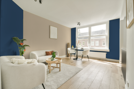 apartement met de kleur Ral 5000 op de muren