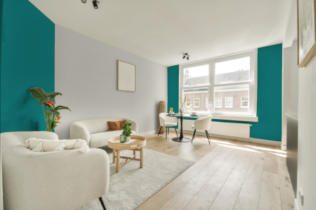 apartement met de kleur Ral 5018 op de muren