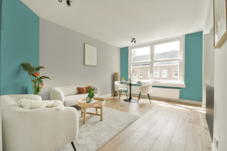 apartement met de kleur Ral 6027 op de muren