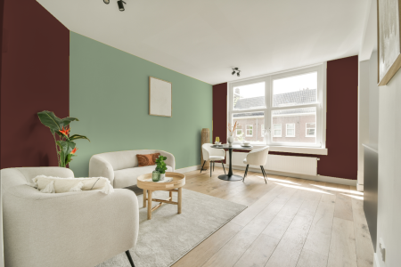 apartement met de kleur Ral 8012 op de muren