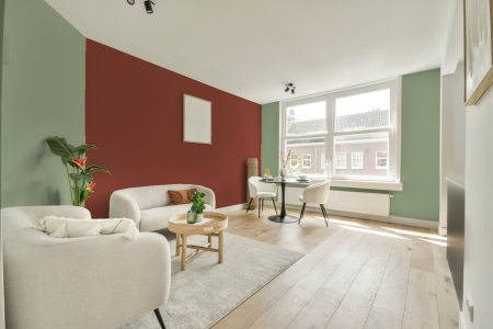 apartement met de kleur Sikkens daubigny groen op de muren