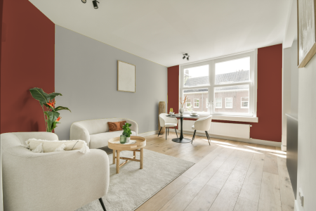 apartement met de kleur Sikkens slaapkamer rood op de muren