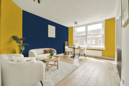 apartement met de kleur Sikkens zonne geel op de muren