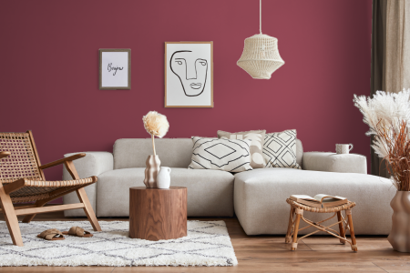 woonkamer met strak design in kleur Ppg13-14