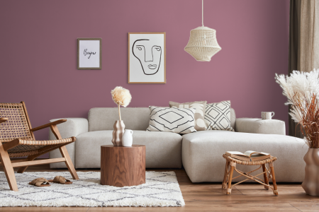 woonkamer met strak design in kleur Ppg18-20