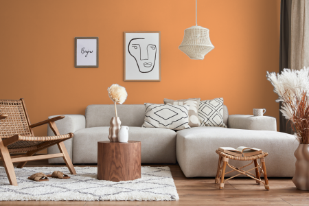 woonkamer met strak design in kleur E0.40.70