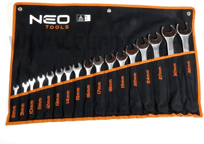 Neo Tools Steek/ringsleutelset 6-32mm 26dlg DIN 3113 CrV Staal TUV M+T